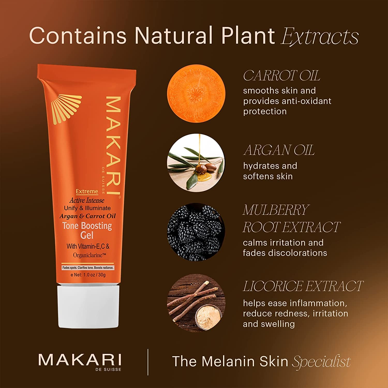 Makari Extreme Active Intense Argan And Carrot Oil Tone Boosting Gel 30g