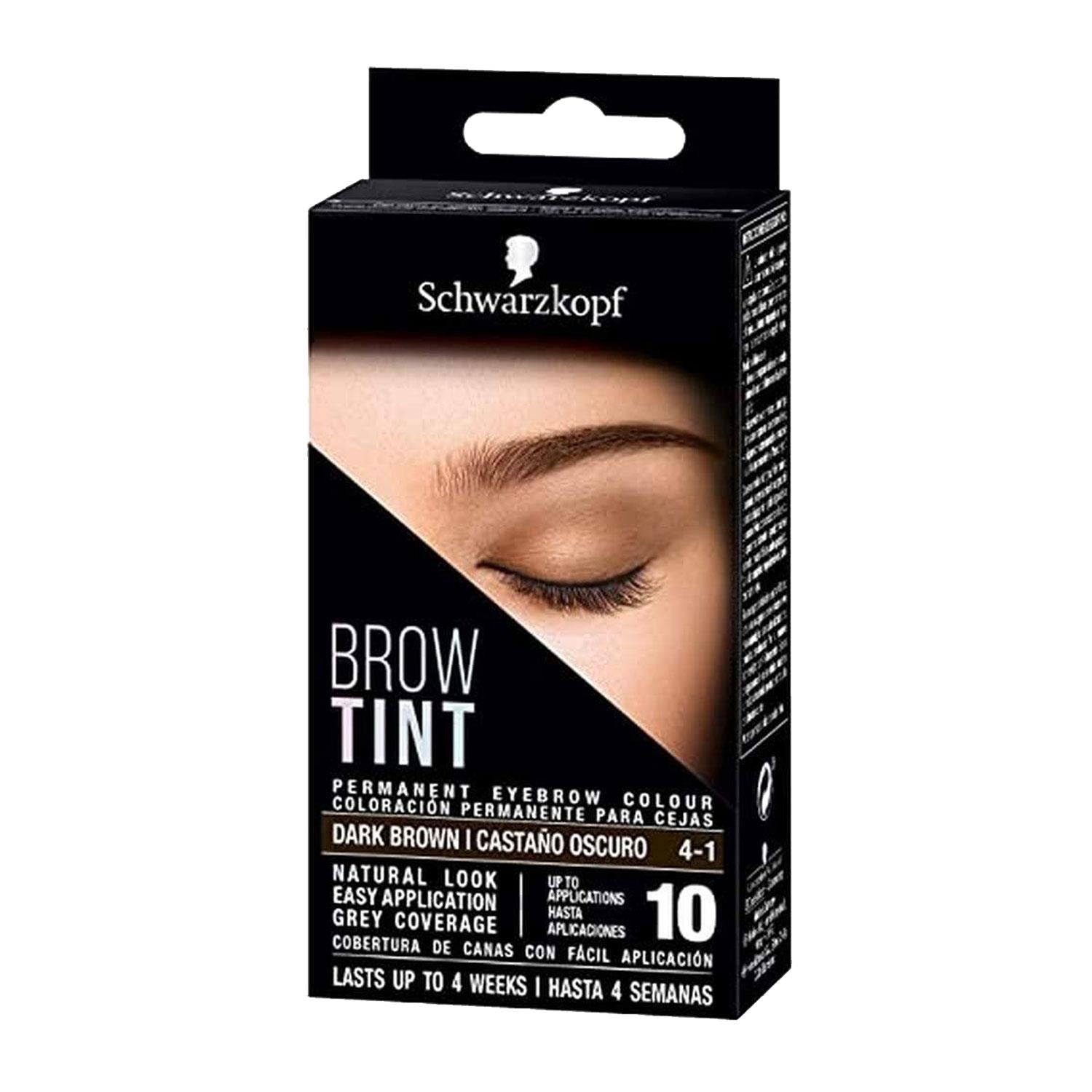 Schwarzkopf Brow Tint Kit Professional Formula Permanent Eyebrow 4-1 Dark Brown