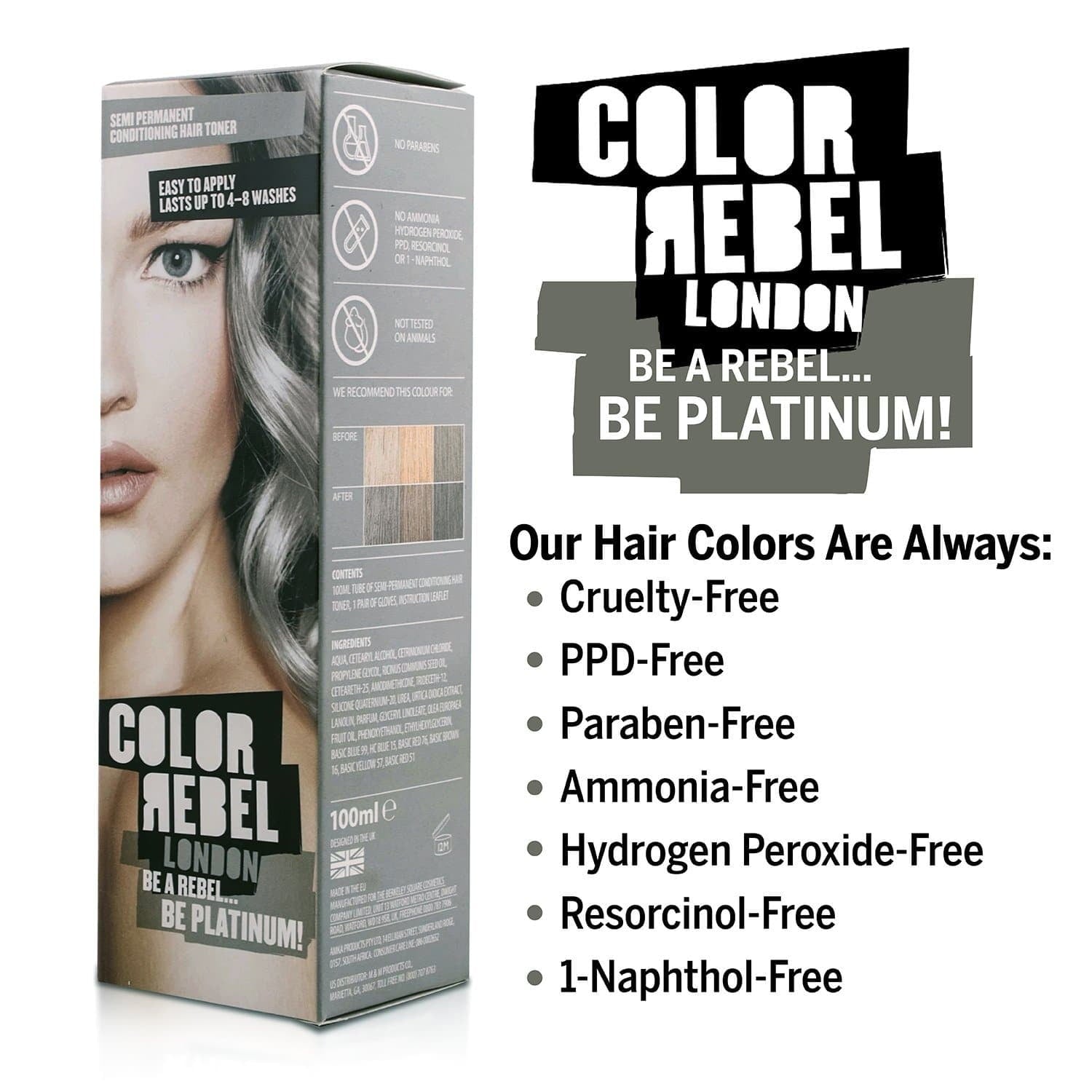 Color Rebel London Be Platinum Conditioning Hair Toner 100ml