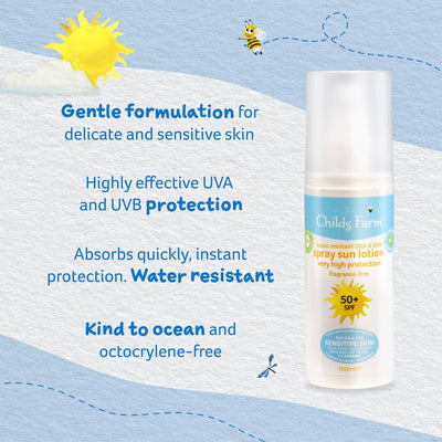 Childs Farm Fragrance Free Sun Lotion Spray 50 SPF 100ml