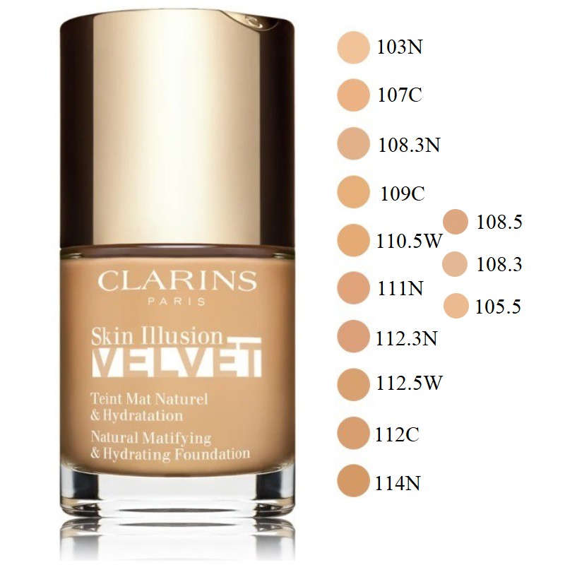 Clarins Skin Illusion Velvet Natural Matifying And Hydrating Foundation 30ml