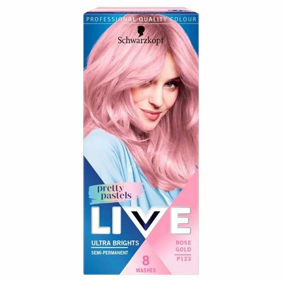 Schwarzkopf Live Ultra Brights Semi-Permanent Colour Hair Dye, P123 Rose Gold