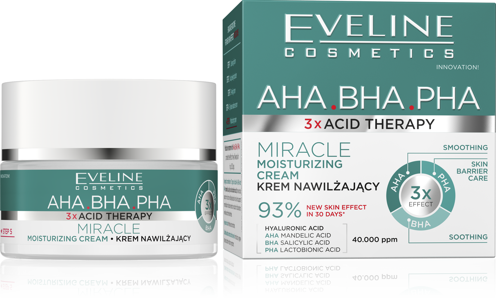 Eveline 3X Acid Therapy AHA BHA PHA Miracle Moisturizing Cream 50ml