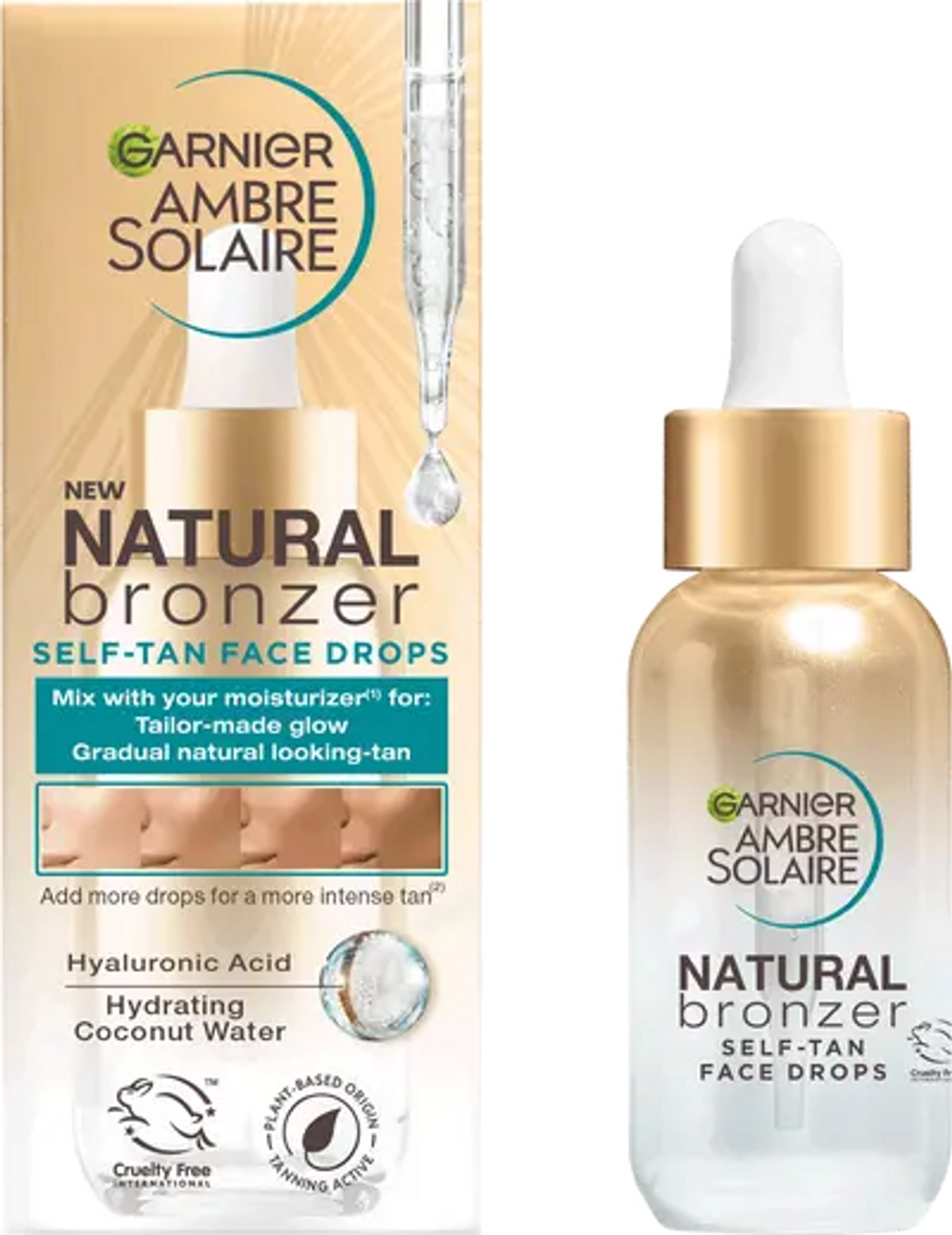 GARNIER Ambre Solaire Natural Bronzer Self Fake Tan Face Drops 30ml