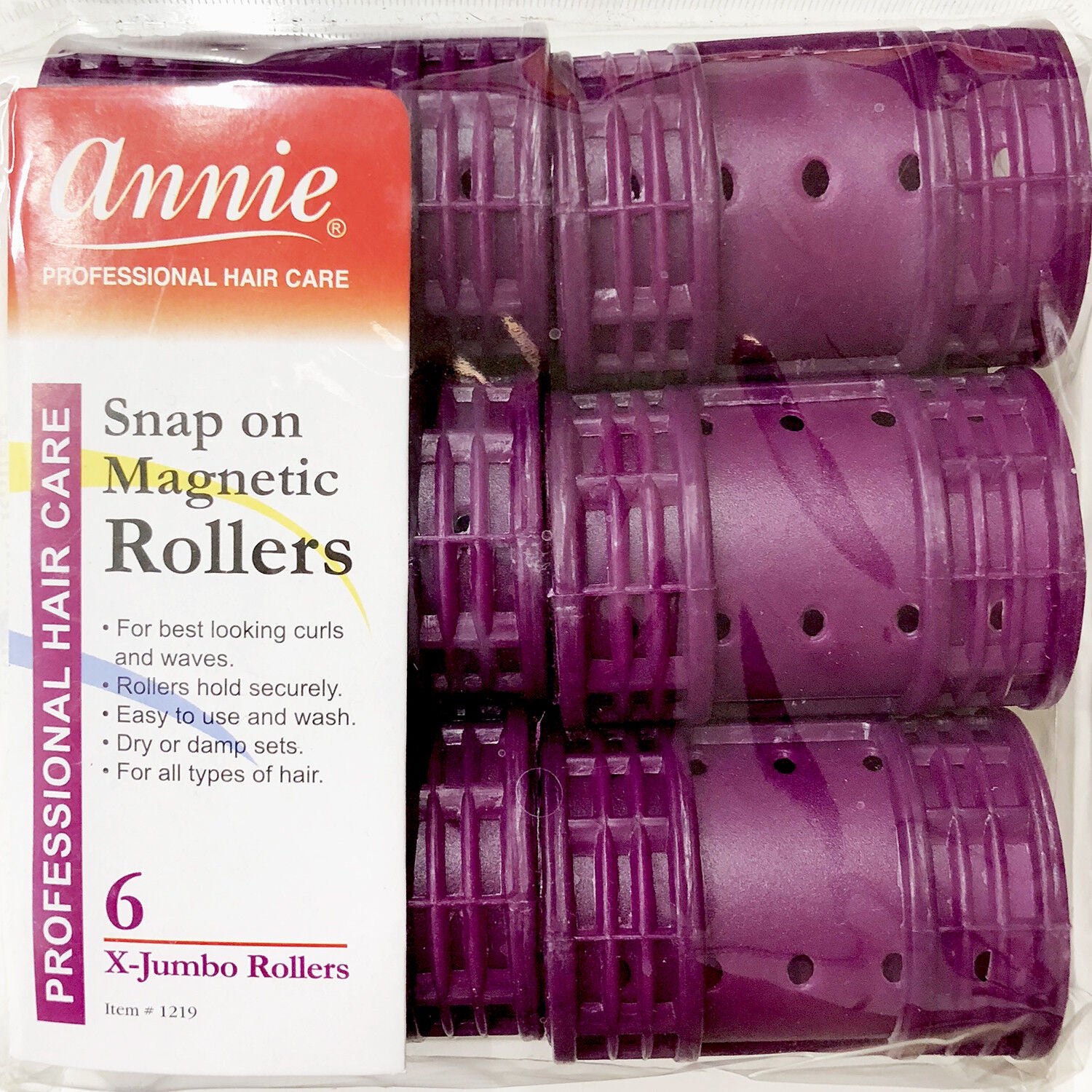 Annie Snap On Magnetic Rollers 1219 Purple 6 Count