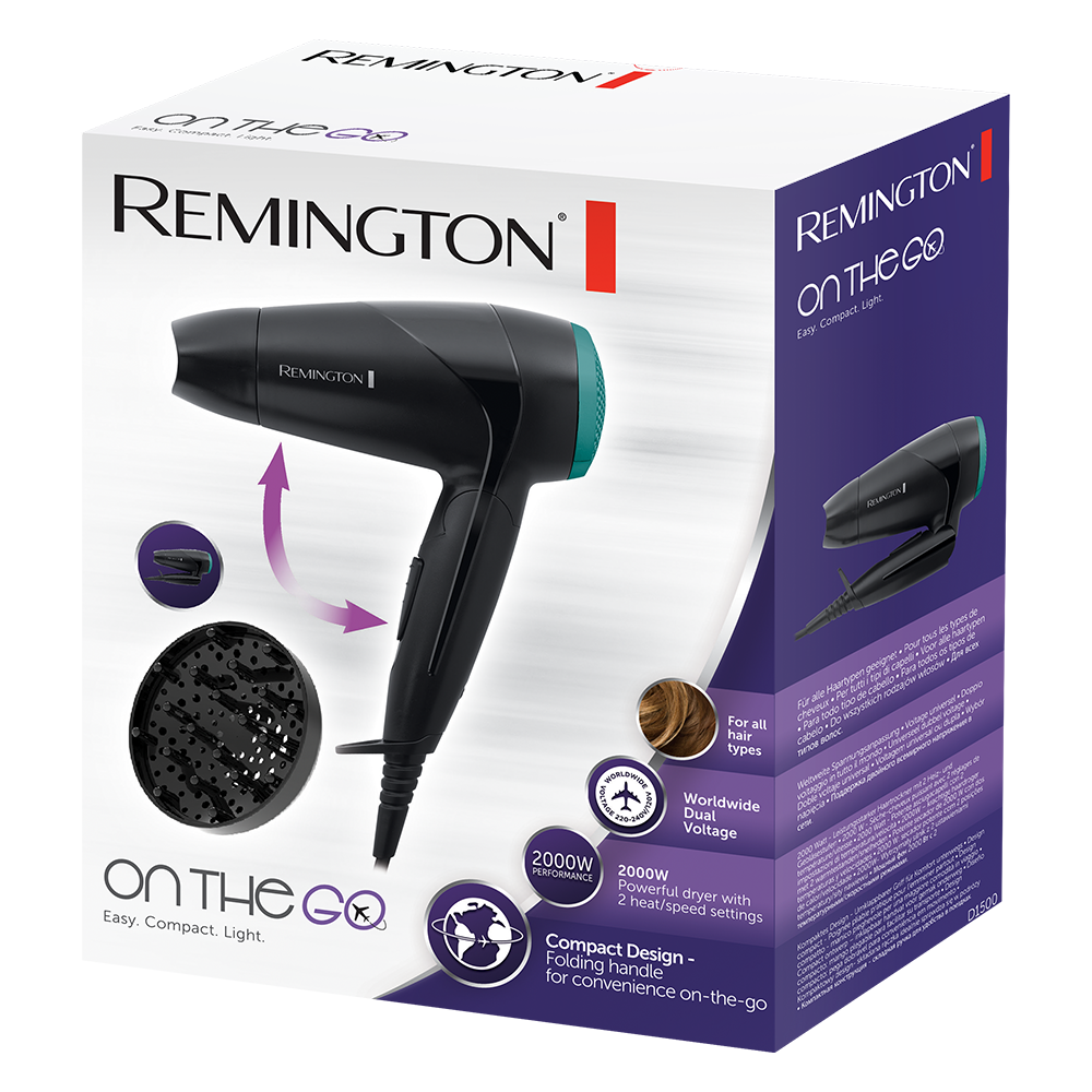 Remington On The Go D1500 Compact Hair Dryer Black