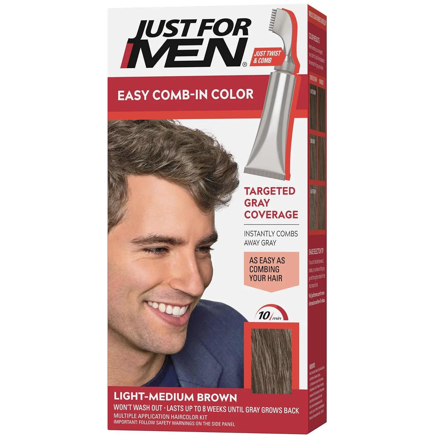 Just For Men Easy Comb-In Color Mens Hair Dye Full Grey Coverage Hair Color