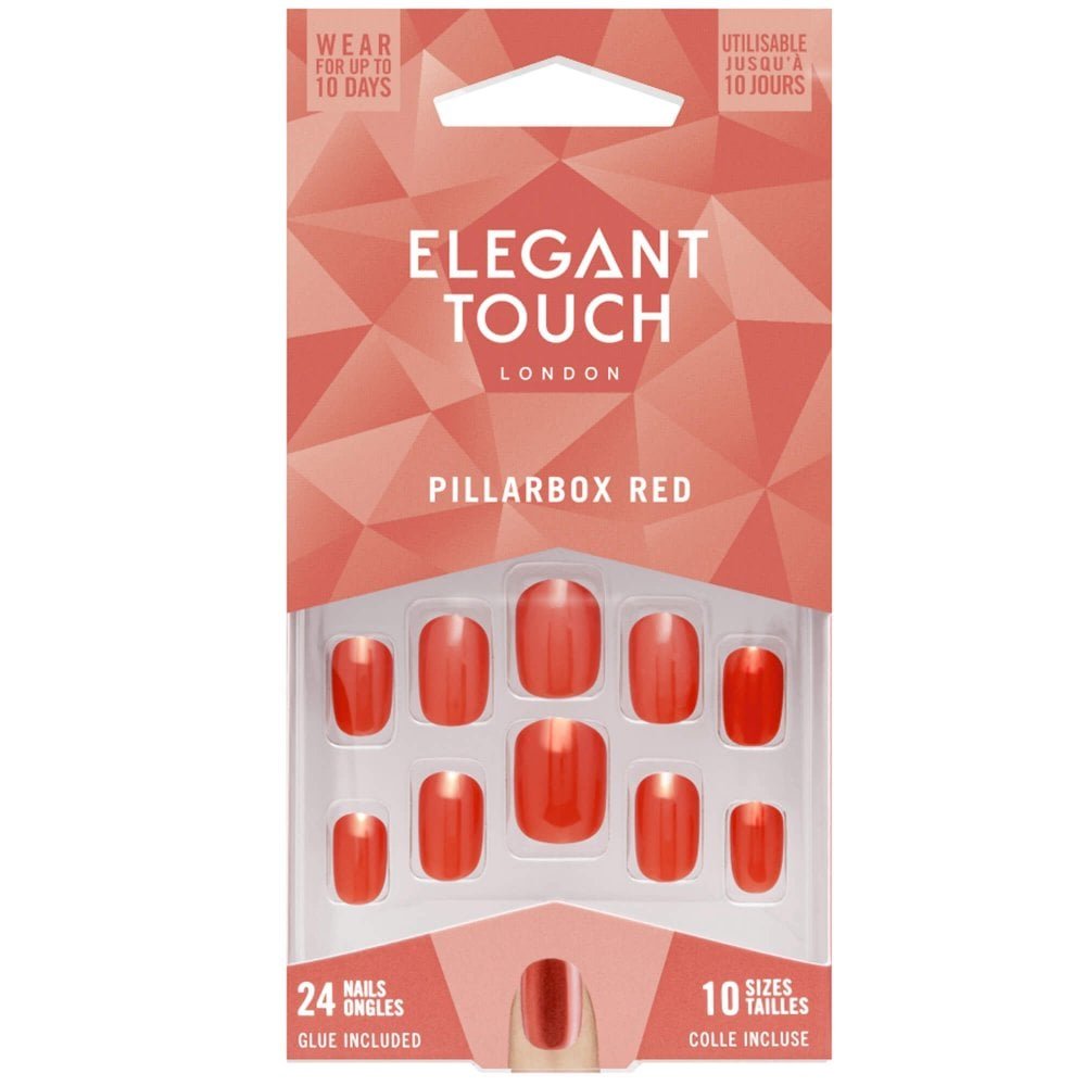 Elegant Touch Pillarbox Red Nail With Glue 24 Nails