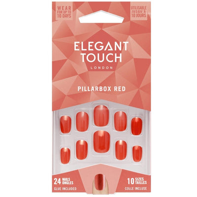 Elegant Touch Pillarbox Red Nail With Glue 24 Nails
