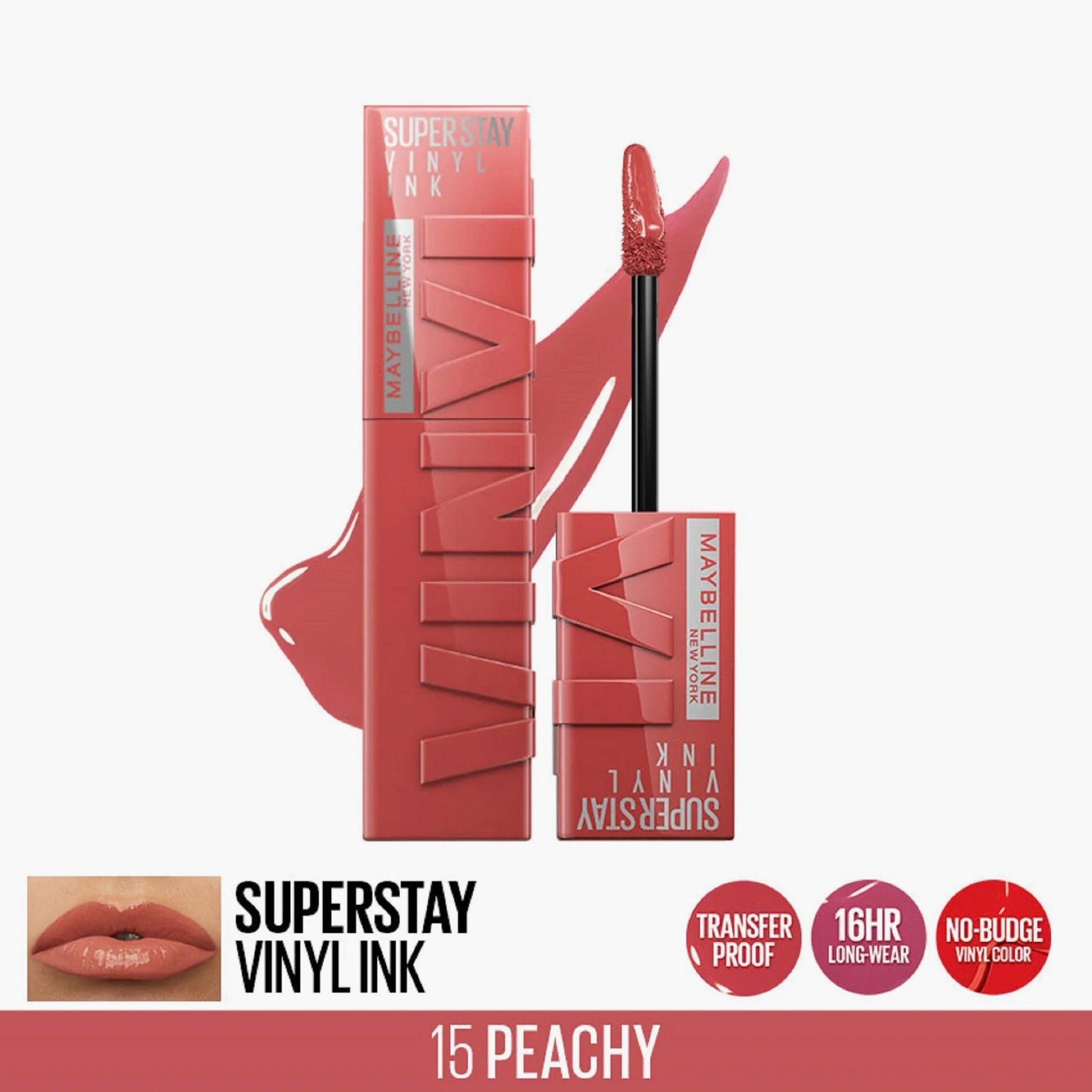 Maybelline Super Stay Vinyl Ink Longwear Liquid Lipcolor 15 Peachy 10ml