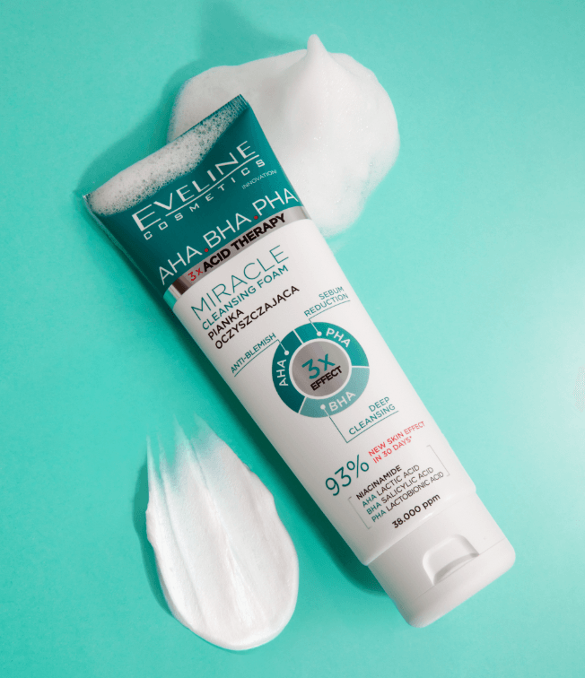 Eveline 3X Acid Therapy AHA BHA PHA Miracle Cleansing Foam 140ml
