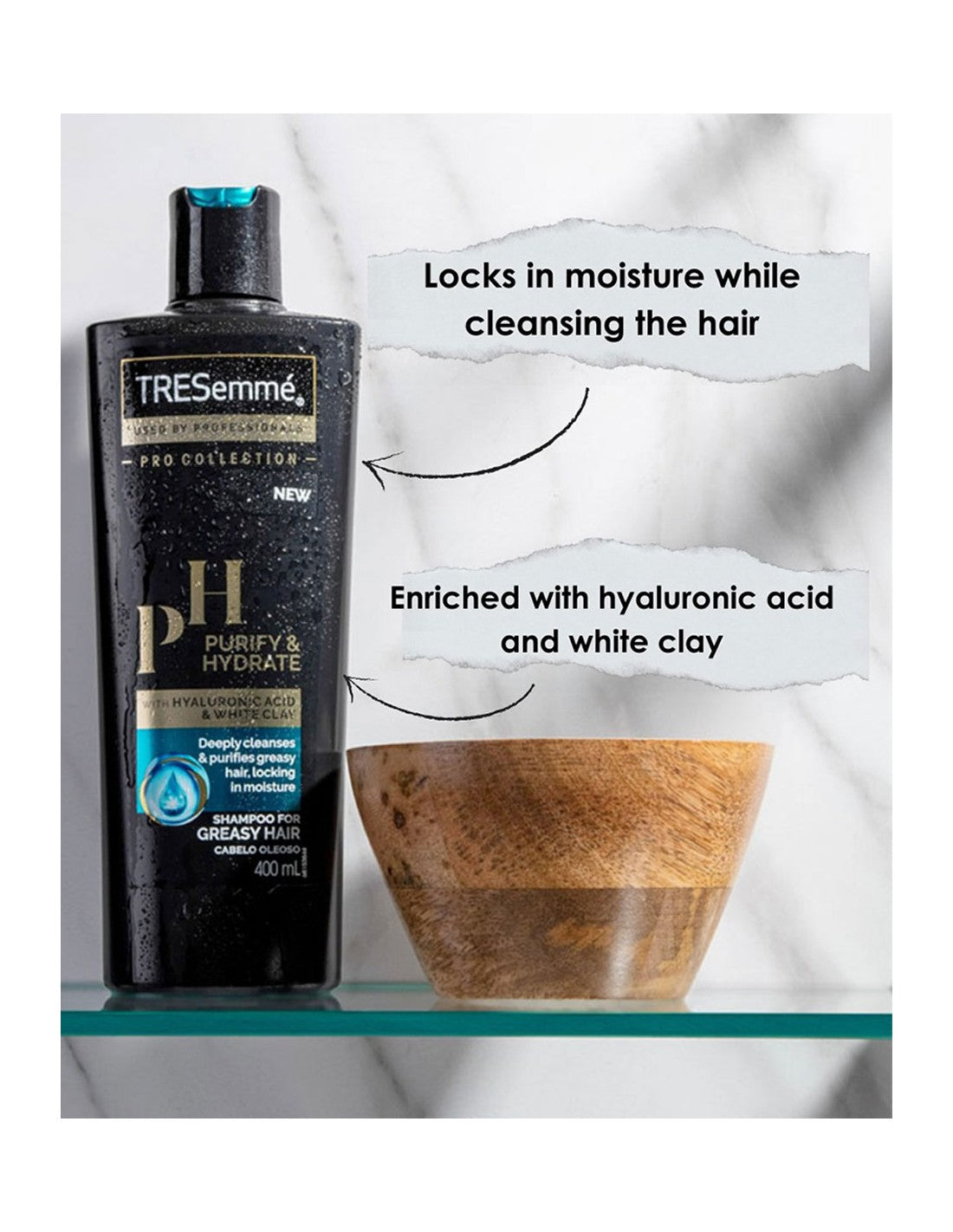 TRESemme Pro Collection Purify & Hydrate White Clay Shampoo For Greasy Hair 400ml