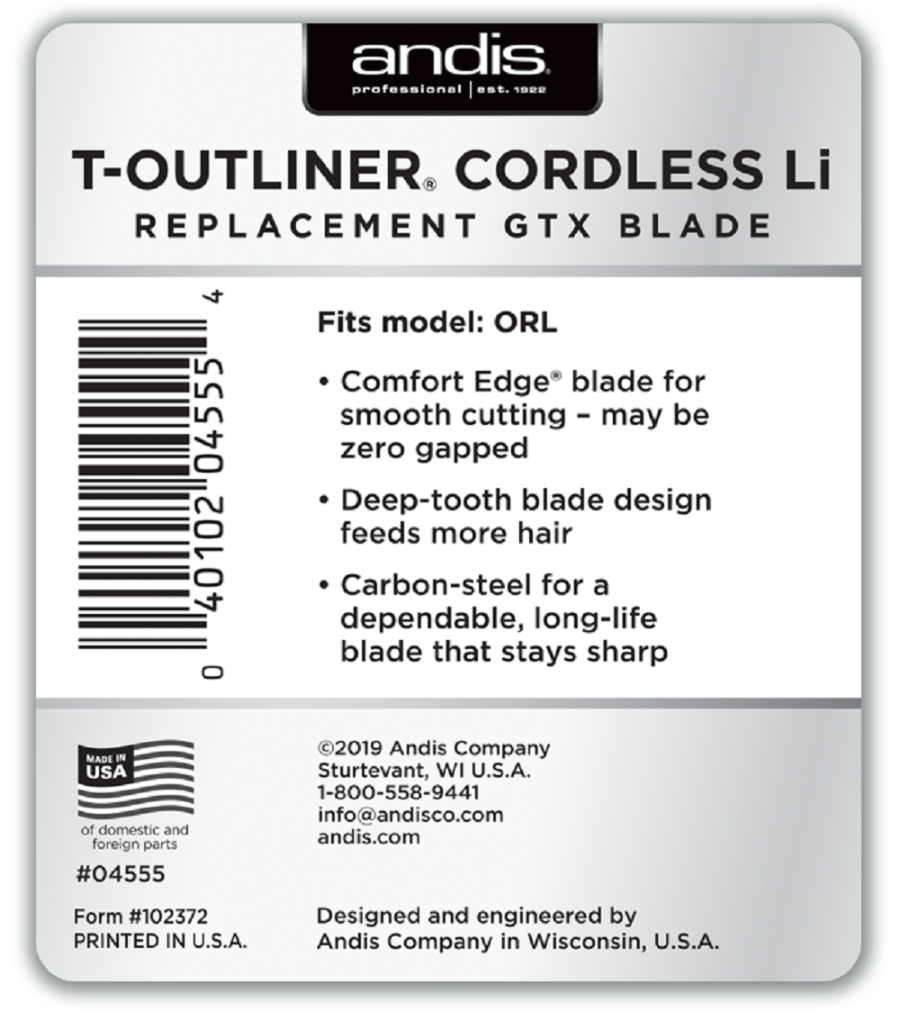 Andis T Outliner Cordless Li Replacement GTX Blade 04555