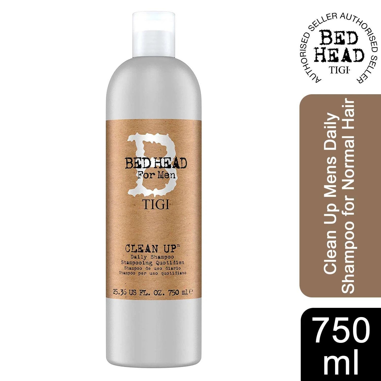 Bed Head for Men by Tigi Clean Up Mens Daily Shampoo for Normal Hair 750ml
