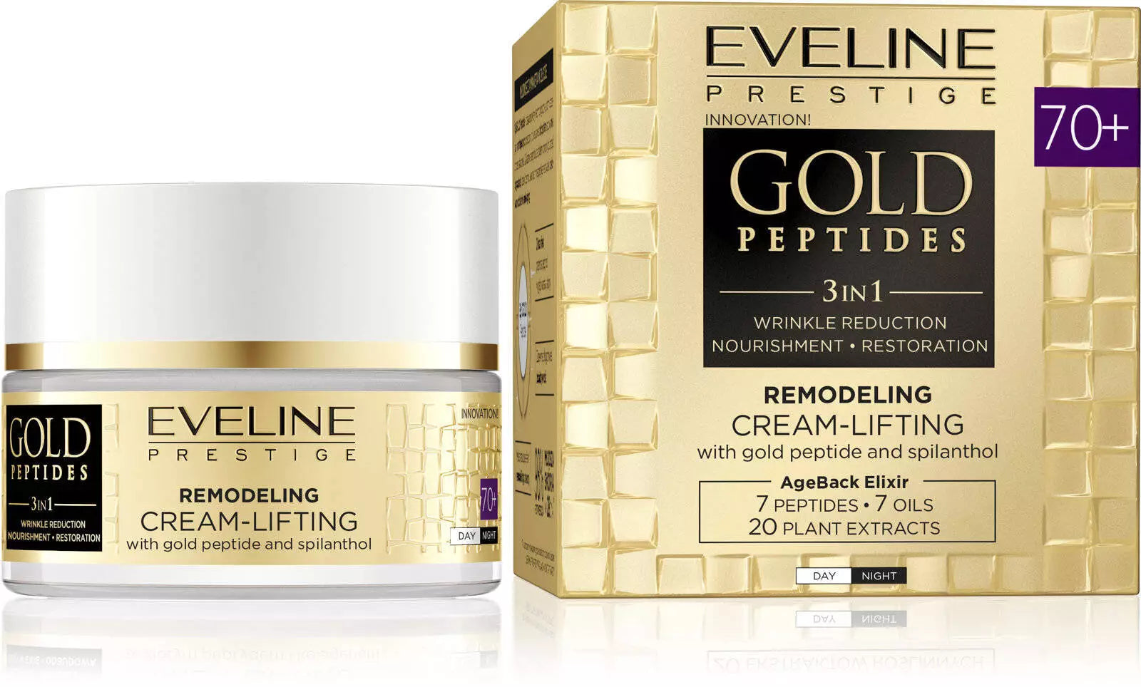 Eveline Gold Peptides 3 In 1 Remodelling Cream Lifting 70 Plus 50ml