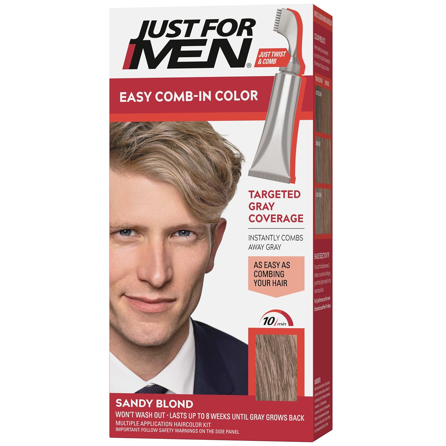 Just For Men Easy Comb-In Color Mens Hair Dye Full Grey Coverage Hair Color