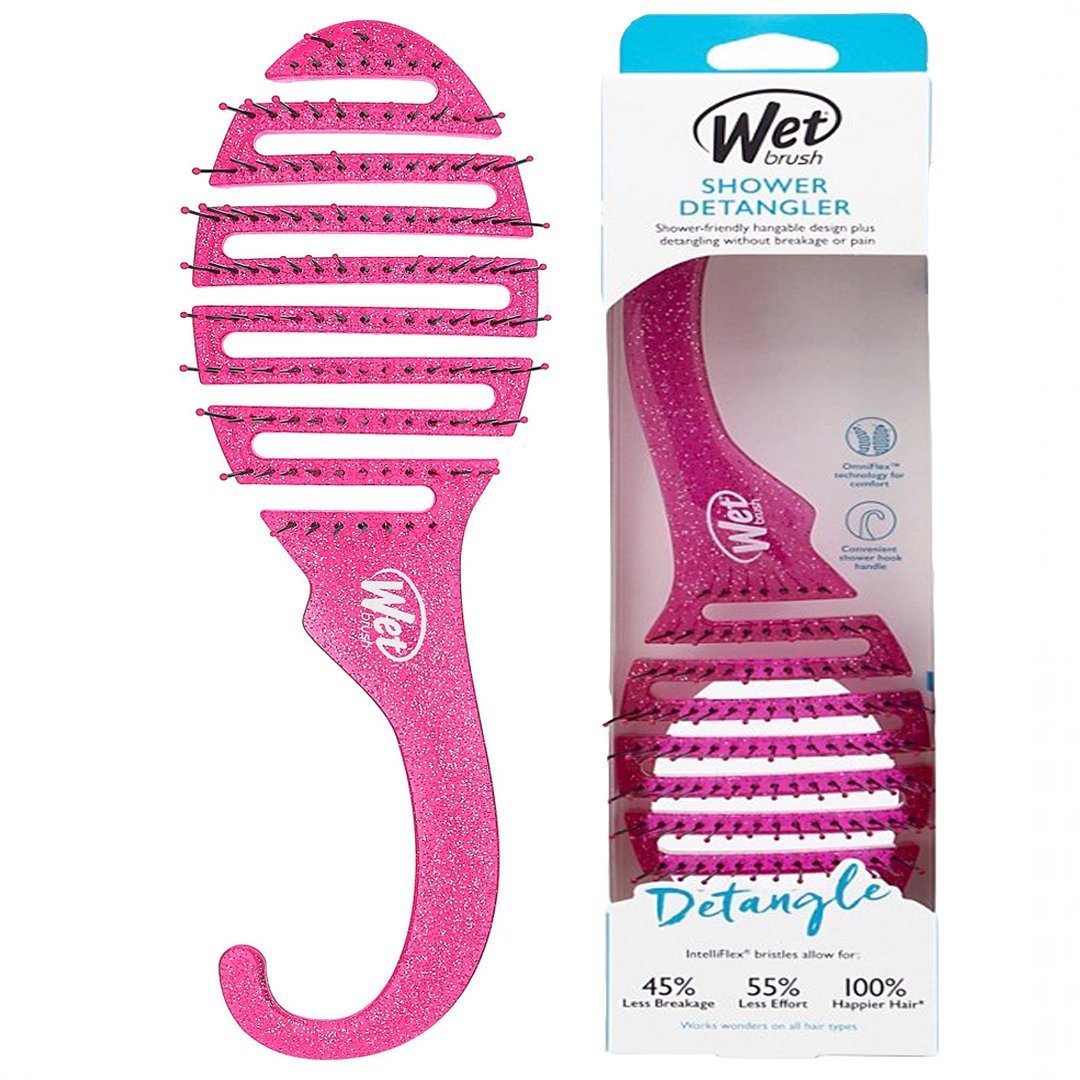 Wet Brush Shower Detangler Brush Pink Glitter