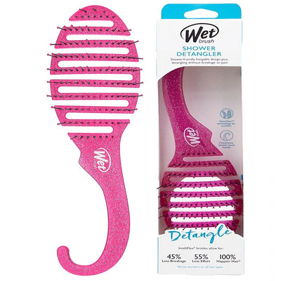 Wet Brush Shower Detangler Brush Pink Glitter