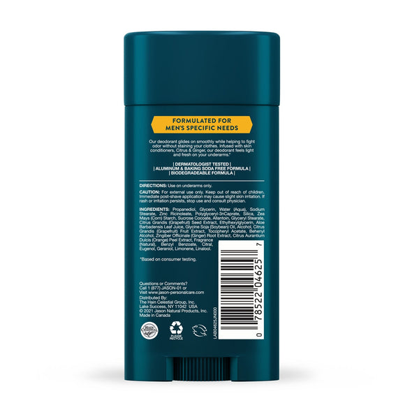 Jason Mens Citrus Plus Ginger Deodorant Stick 71g