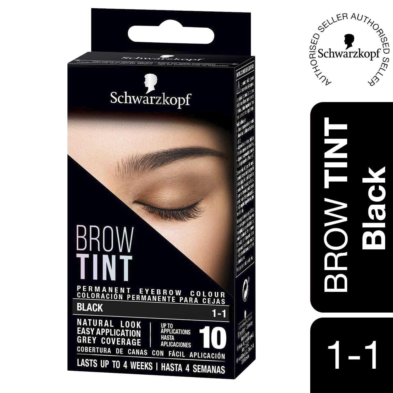 Schwarzkopf Brow Tint Professional Formula Permanent Eyebrow Dye, 1-1 Black