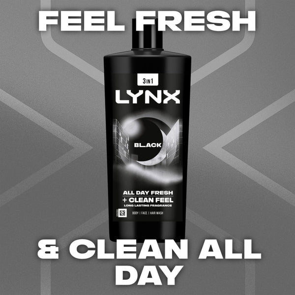 Lynx Black 3 In 1 All Day Fresh Body Wash 700ml