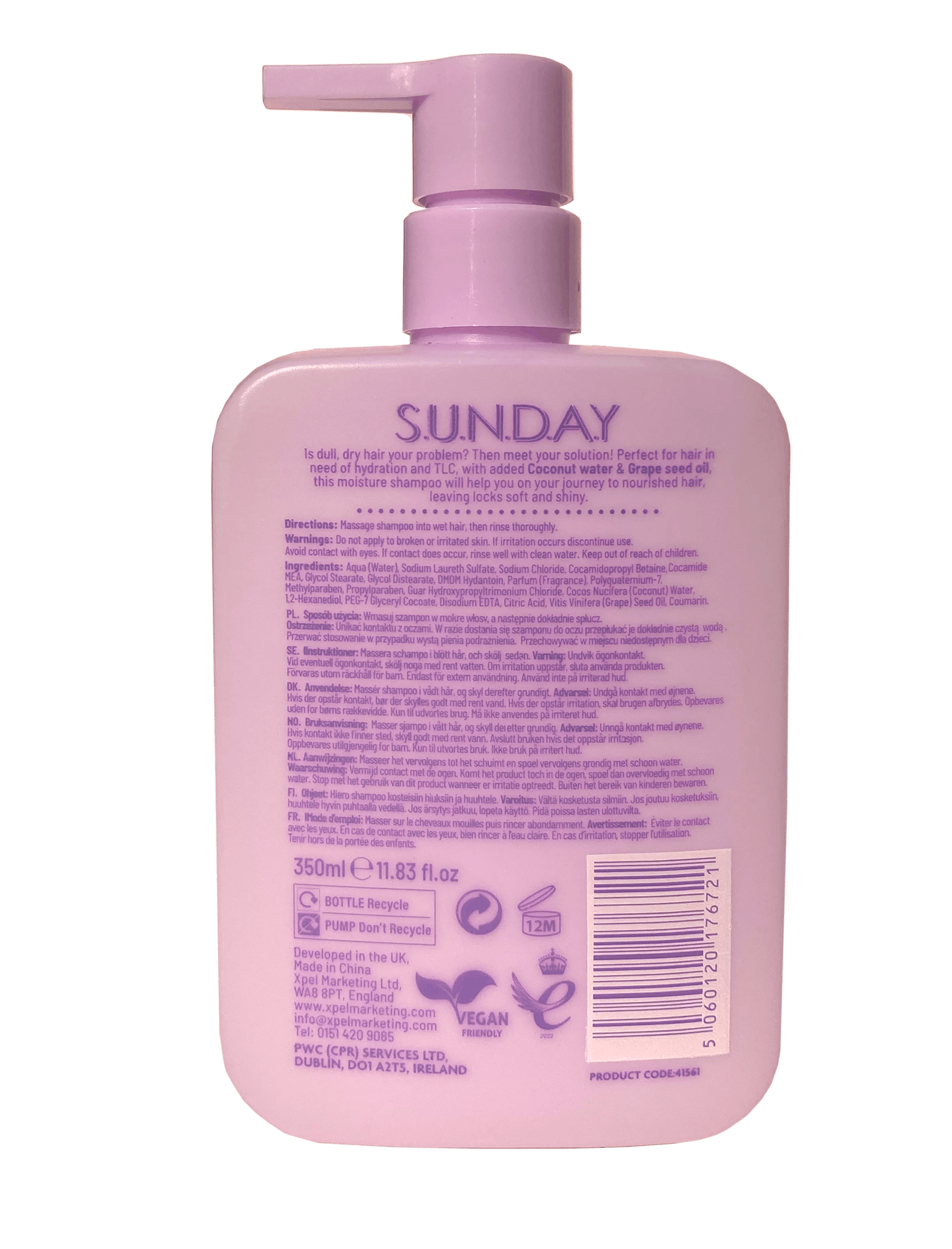 Xpel Marketing Sunday Moisturise Shampoo 350ml