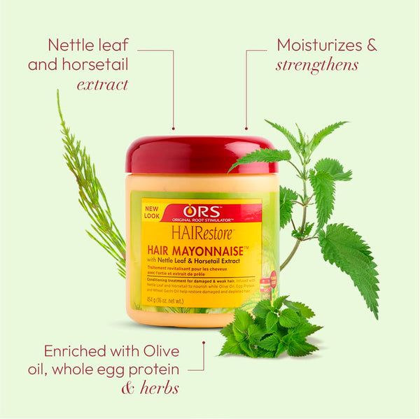 ORS Hairestore Hair Mayonnaise With Nettle And Hetail Extract 227g, 454g / 908g - Afro Hair Boutique