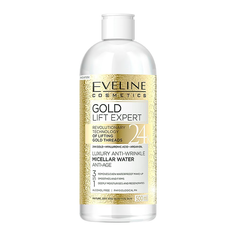 Eveline Gold Lift Expert 3 In 1 Luxury Anti Wrinkle Micellar Water 500ml