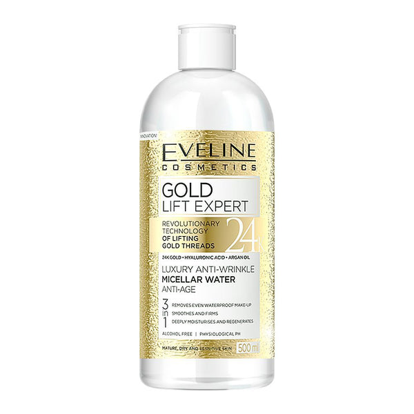 Eveline Gold Lift Expert 3 In 1 Luxury Anti Wrinkle Micellar Water 500ml - Afro Hair Boutique
