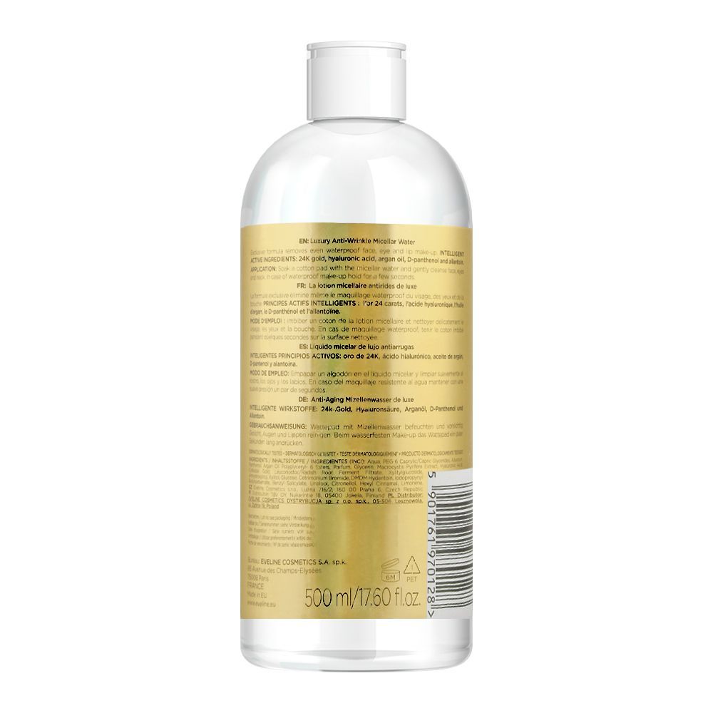 Eveline Gold Lift Expert 3 In 1 Luxury Anti Wrinkle Micellar Water 500ml
