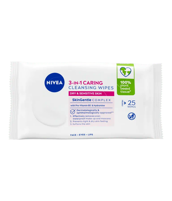 Nivea 3In1 Caring Cleansing Wipes 25 Wipes