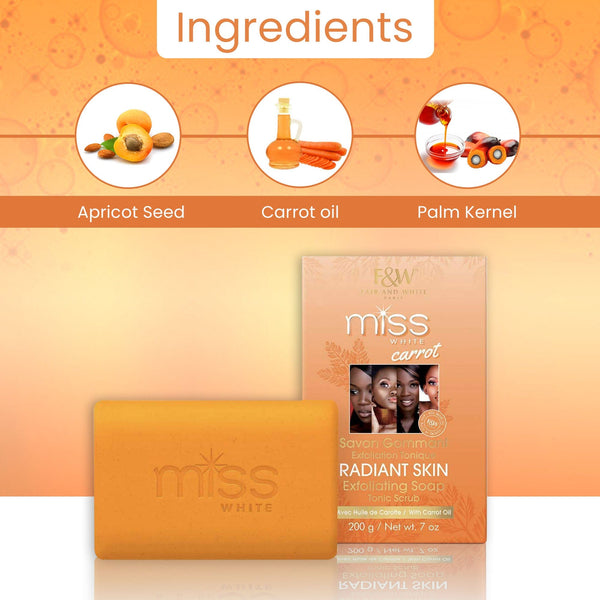 F & W Miss White Carrot Radiant Skin Exfoliating Soap 200g