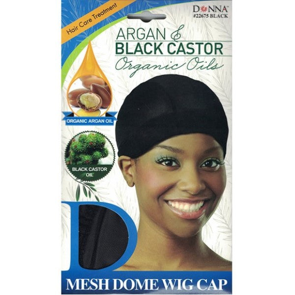 Titan Donna Argan And Black Castor Mesh Dome Wig Cap 22675 Black