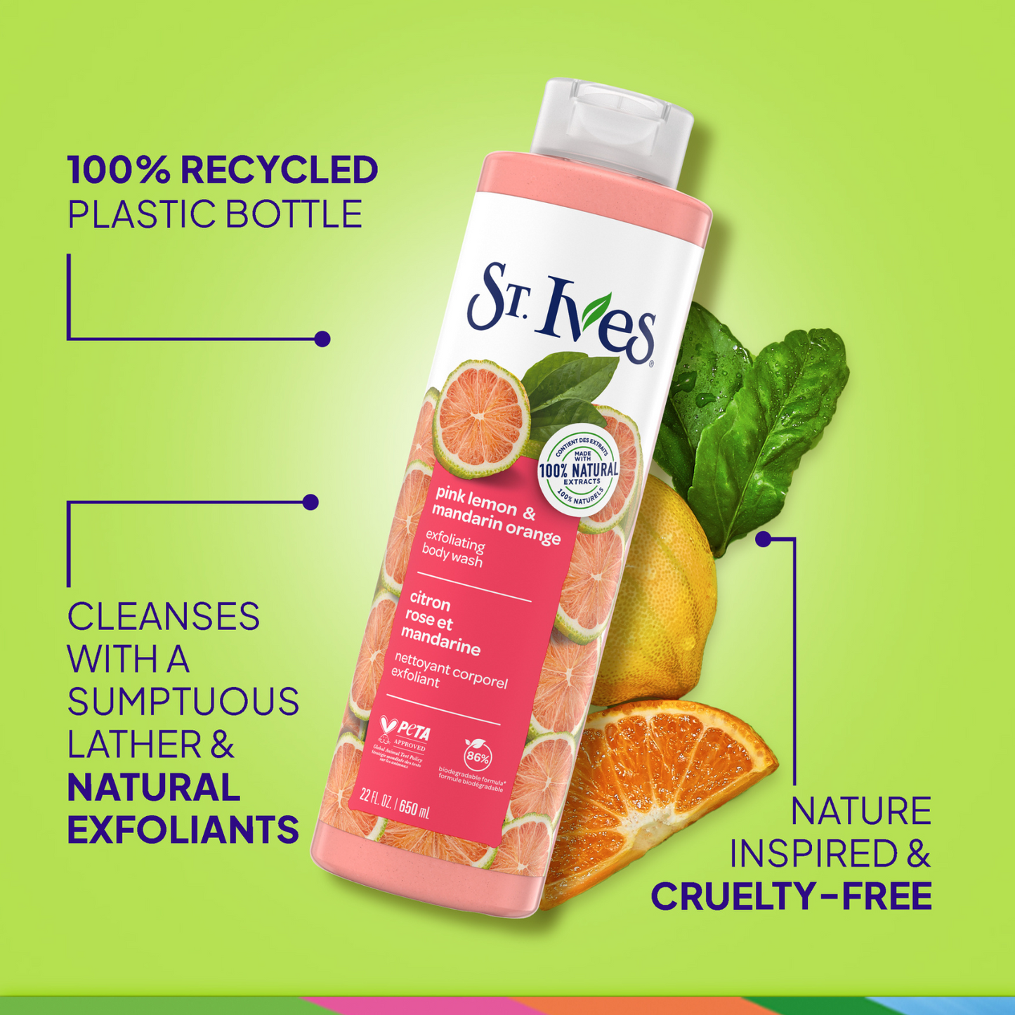 St Ives Pink Lemon And Mandarin Orange Exfoliating Body Wash 450ml
