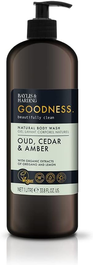 Baylis And Harding Goodness Oud Cedar And Amber Natural Body Wash 500ml / 1L