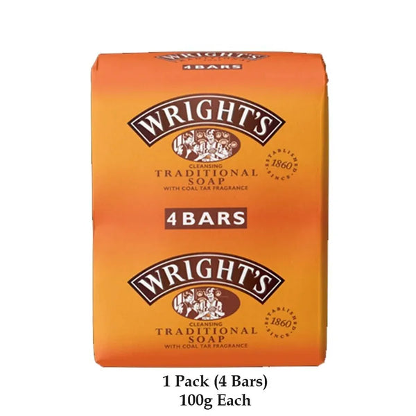Wrights Coal Tar Soap Bar Traditional Antiseptic All Skin Types 100g x 4 - Afro Hair Boutique