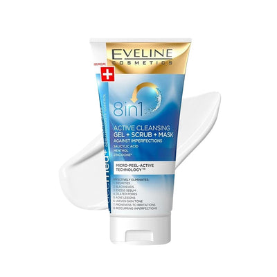 Eveline Facemed 8 In 1 Active Cleansing Gel Scrub Mask 150ml