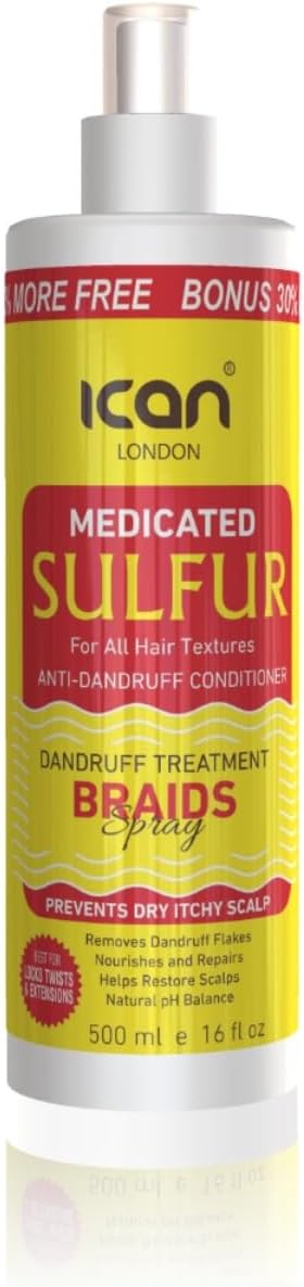 Ican London Medicated Sulfur Dandruff Treatment Braids Spray 500ml