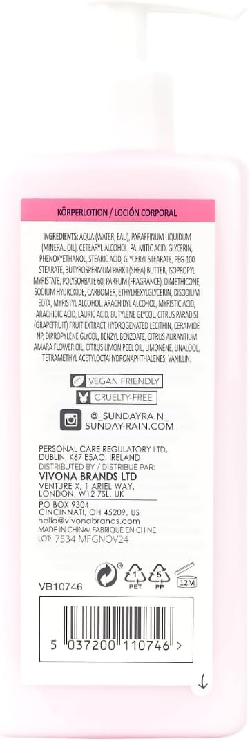 Sunday Rain Pink Grapefruit And Sea Salt Body Lotion 440ml
