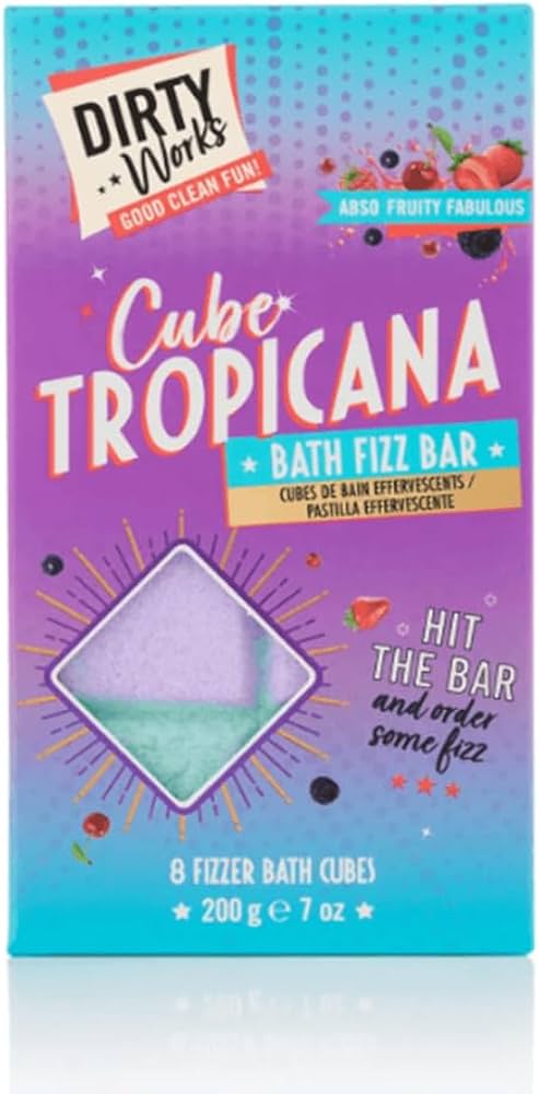 Dirty Works Cube Tropicana Bath Fizz Bar 200g