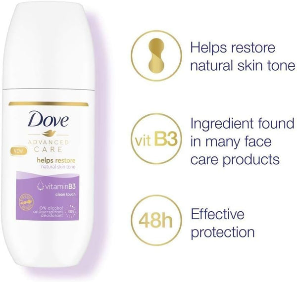 Dove Advance Care Vitamin B3 Clean Touch Deodorant Roll On 100ml - Afro Hair Boutique