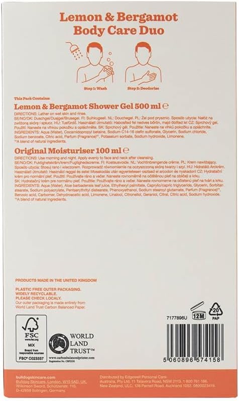 Bulldog Lemon And Bergamot Start Your Day Bodycare Duo