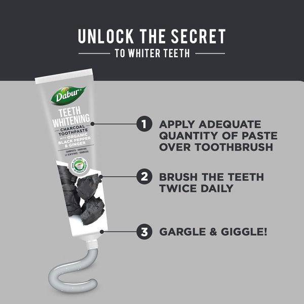 Dabur Teeth Whitening Charcoal Toothpaste 100ml - Afro Hair Boutique