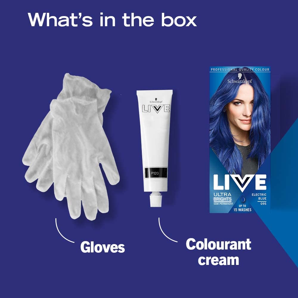 Schwarzkopf Live Ultra 2in1 Bright Permanent Colour HairDye, 095 Electric Blue