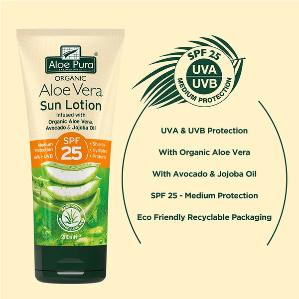 Aloe Pura Organic Aloe Vera Sun Lotion SPF 25 200ml