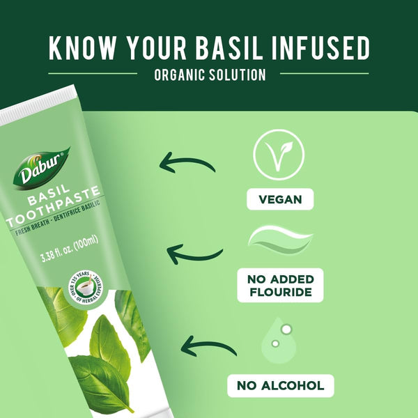 Dabur Fresh Breath Organic Basil Toothpaste 100ml
