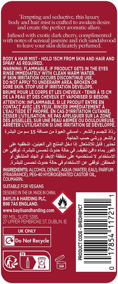 Baylis And Harding Cherry Temptation Luxury Body And Hair Mist 250ml - Afro Hair Boutique