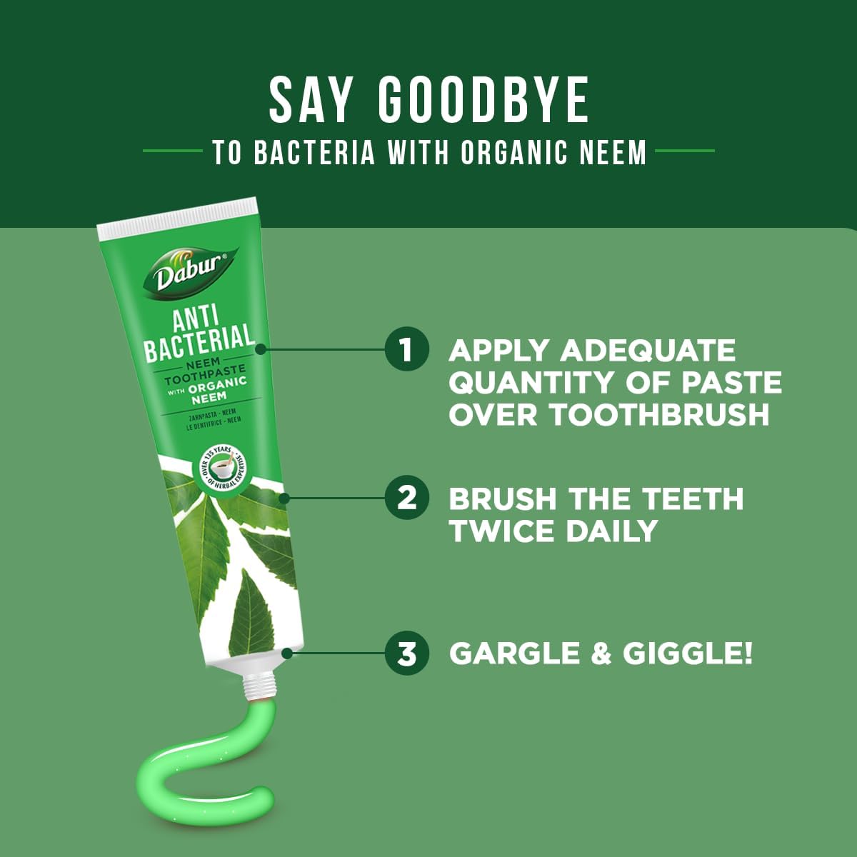 Dabur Antibacterial Organic Neem Toothpaste 100ml