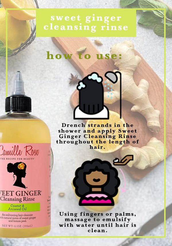 Camille Rose Naturals Sweet Ginger Cleansing Rinse W Castor & Aniseed Oil 355ml - Afro Hair Boutique