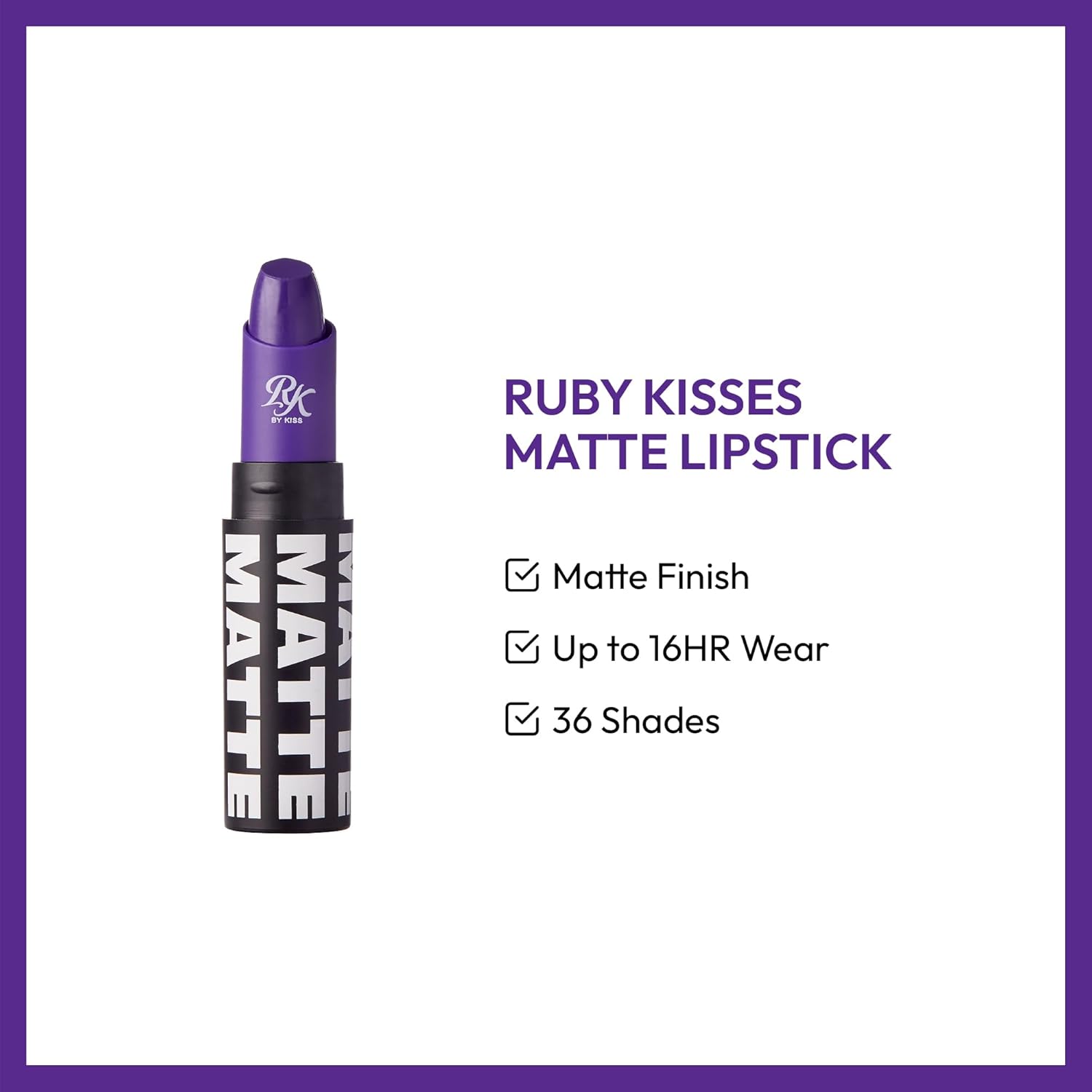 RK By Kiss Matte Lipstick 18 Purple Affair 3.5g